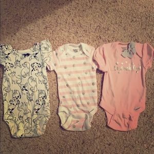 Carters and Gerber newborn baby girl bodysuits